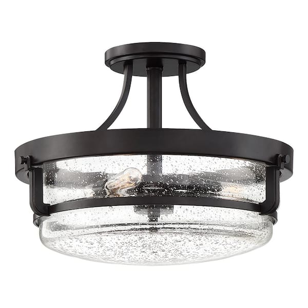 Quoizel Outpost 14.5 in. 3-Light Palladian Bronze Semi-Flush Mount ...