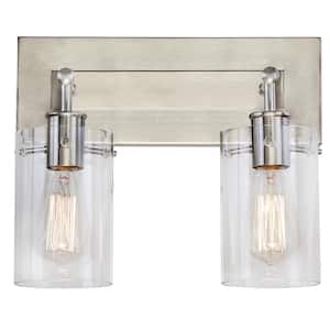 Soho 3 Light Brushed Nickel Vanity Wall Light With Clear Glass Orig $165 