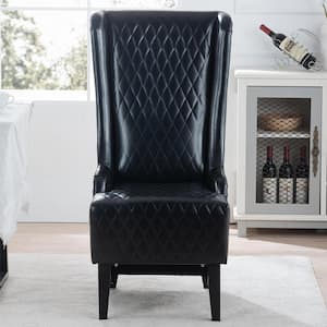 Black PU Wing Back Arm Chair, Side Chair for Living Room