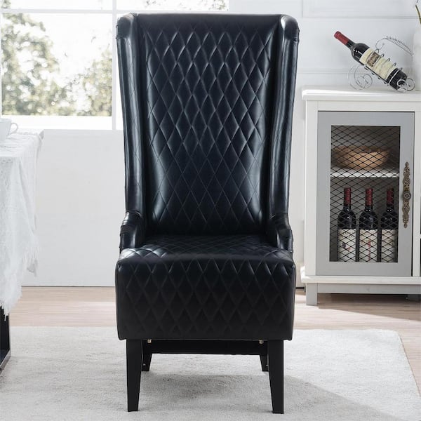 anpport Black PU Wing Back Arm Chair, Side Chair for Living Room