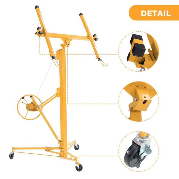 maocao hoom 54 in. x 54 in. Trowel 11 ft. Drywall Panel Lifting Jack Caster Construction Lockable Tool