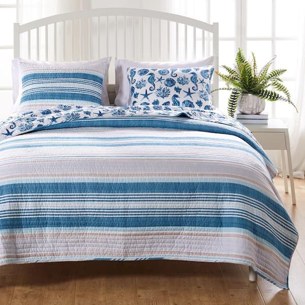 Greenland Home Fashions Pebble Beach 3-Piece Cotton Blend King/California King Quilt Set
