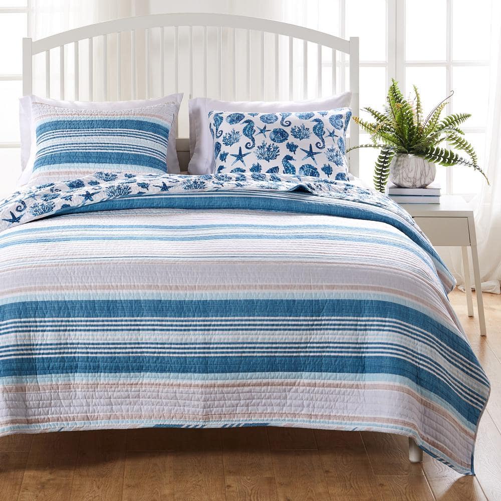 Greenland Home Fashions Pebble 3-Piece Beach Cotton Blend Full/Queen ...