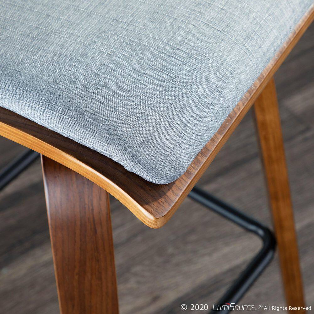 Folia Mid-Century Swivel Counter Stool in Light Gray & Walnut