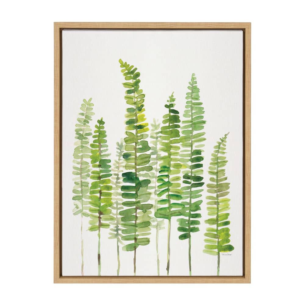 24" x 18" Green Fern Abstract Canvas Print with Natural Frame