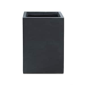 16 in. H Charcoal Finish Concrete Tall Square, Outdoor/Indoor Lightweight Planter Pots with Drainage Hole, Modern Style
