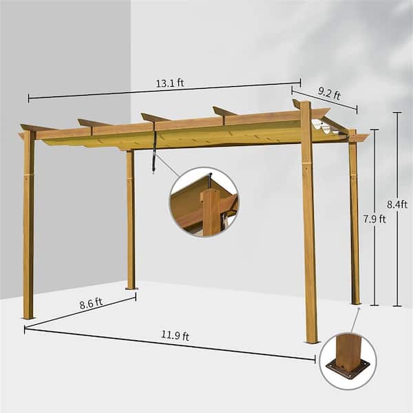 Siavonce 13 ft. x 9 ft. Outdoor Retractable Pergola with