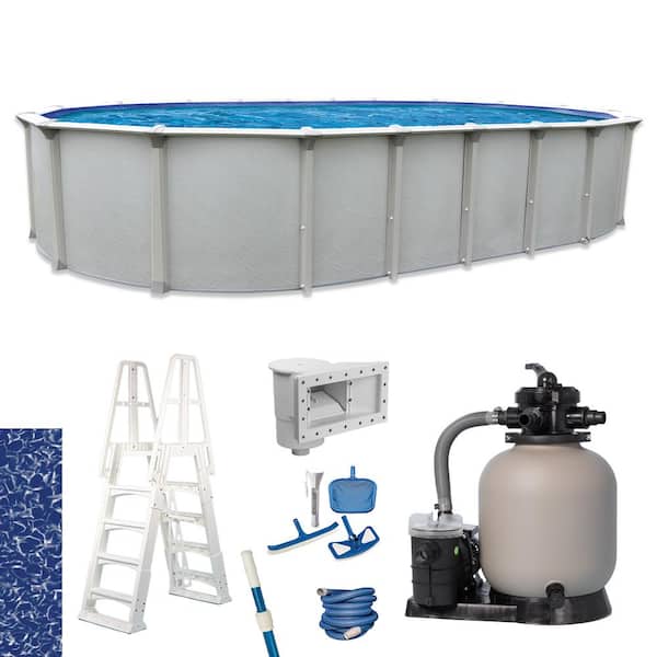 AQUARIAN Huntington 18 ft. x 33 ft. Oval 54 in. D Buttress Free Above Ground Hard Sided Pool Package