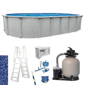 Huntington 18 ft. x 33 ft. Oval 54 in. D Buttress Free Above Ground Hard Sided Pool Package