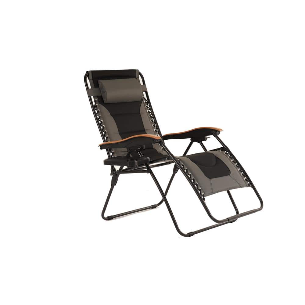 Gray Plastic Outdoor Padded Zero Gravity Chair (Set of 2)
