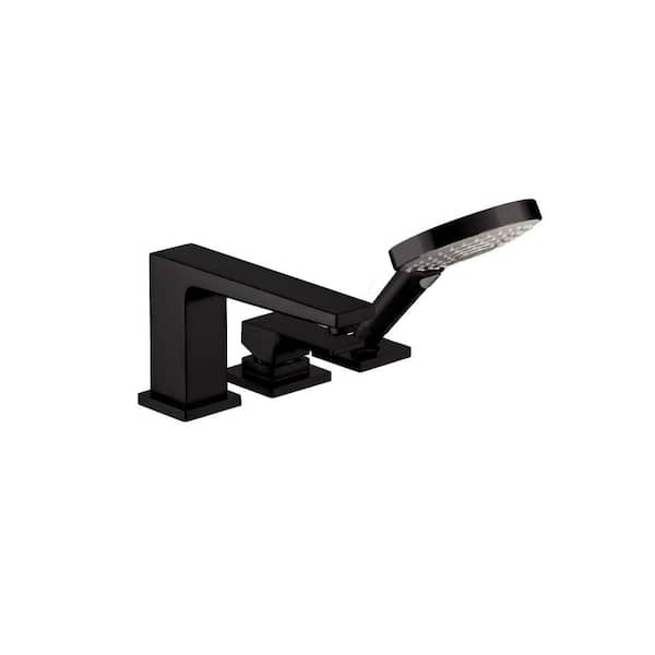 Metropol 2-Handle Deck-Mount Roman Tub Faucet with Hand Shower in Matte Black Valve Not Included