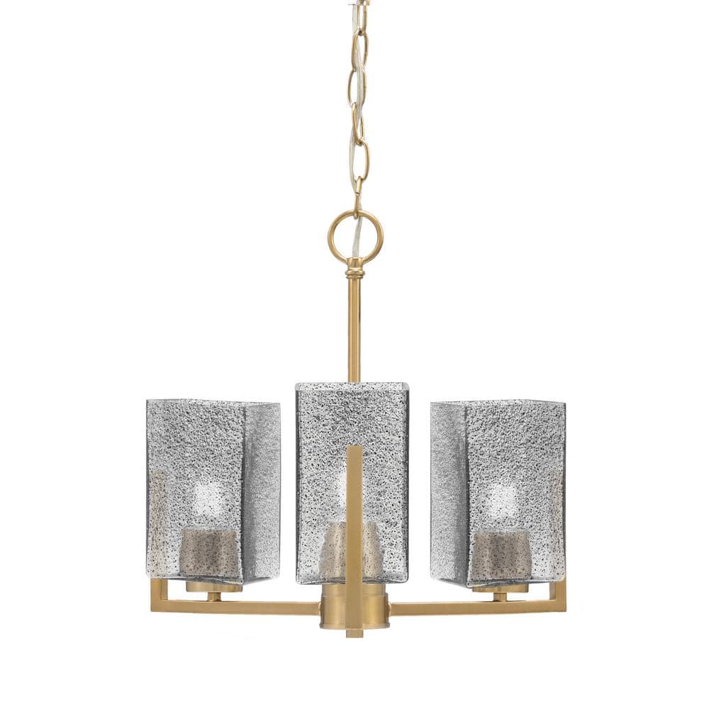 Cottonwood 13 in. 3 Light New Age Brass Chandelier with 3.5 in. Square Smok