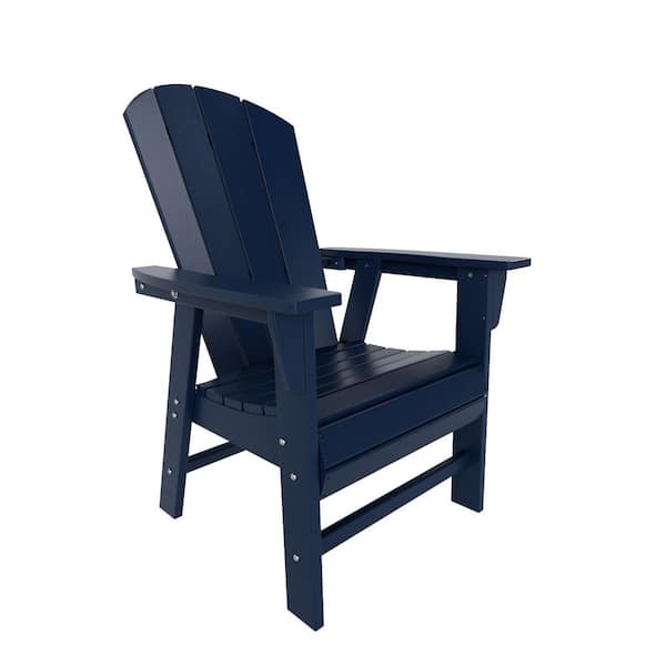 WESTIN OUTDOOR Laguna Outdoor Patio Fade Resistant HDPE Plastic Adirondack Style Dining Chair with Arms in Navy Blue