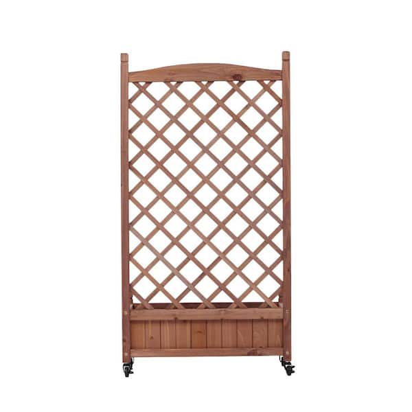 23 in. Inner Length Brown Wood Rectangle Outdoor Raised Garden Bed Raised Planter Boxes with Trellis (2-Pack)