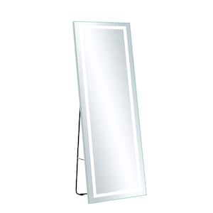 16 in. W x 63 in. H Rectangular Frameless LED Lighted Wall-mounted Bathroom Vanity Mirror in Silver