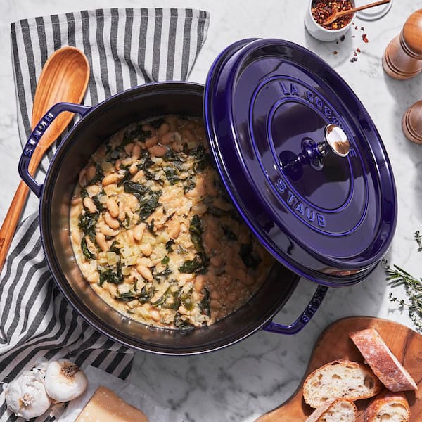STAUB Cast Iron 7-qt Round Enameled Cast Iron Dutch Oven - Dark