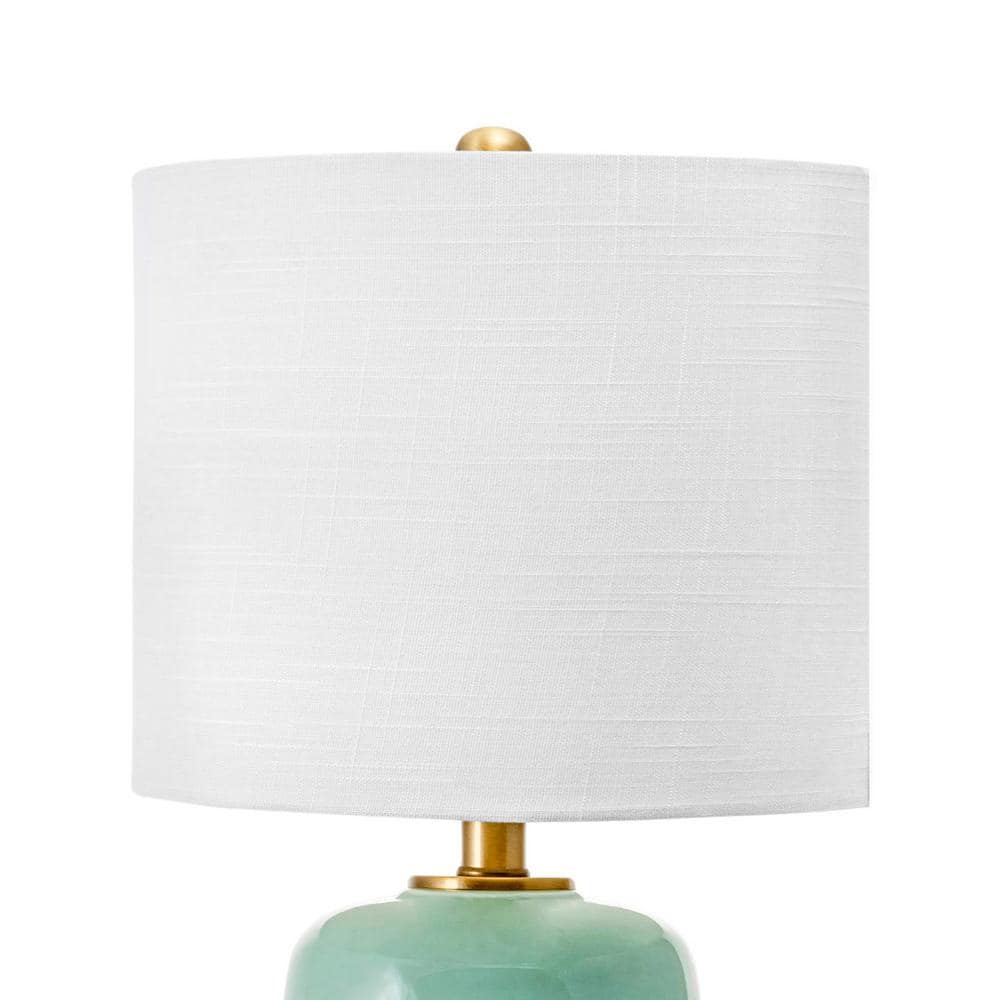 Bell 26" White Ceramic Table Lamp with Fabric Drum Shade