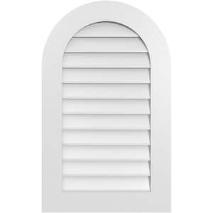 22 in. x 36 in. Round Top Surface Mount PVC Gable Vent: Decorative with Standard Frame