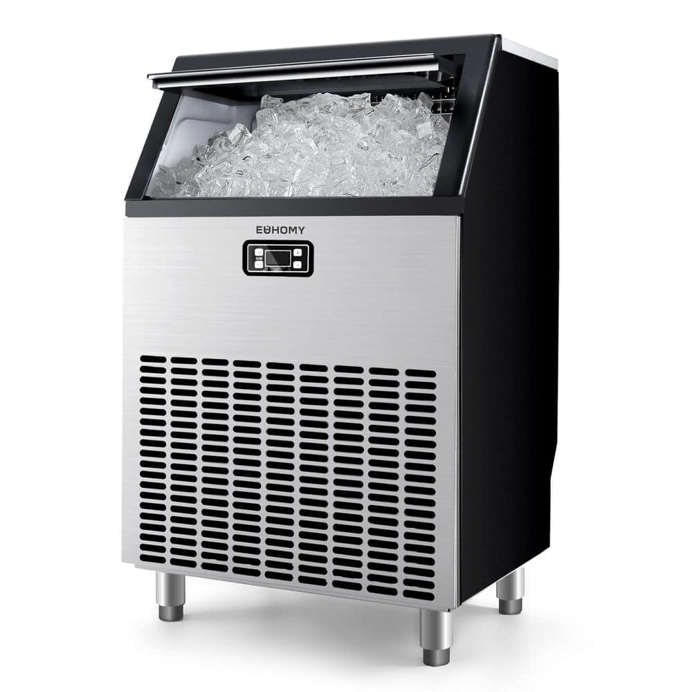 22 in. 200 lbs. /24H Full Size Cubes Undercounter Commercial Ice Maker in Stainless Steel, 65 lbs. Ice Storage Capacity