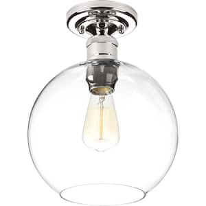 Hansford Collection One-light Polished Nickel Farmhouse 10" Flush Mount Light for Bedrooms or Baths