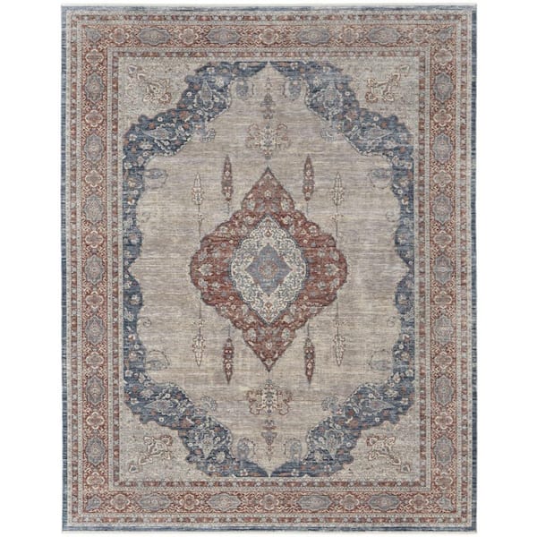4 ft. x 6 ft. Blue, Gray Floral Area Rug