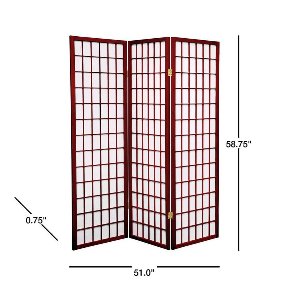 Rosewood 3-Panel Shoji Screen Room Divider
