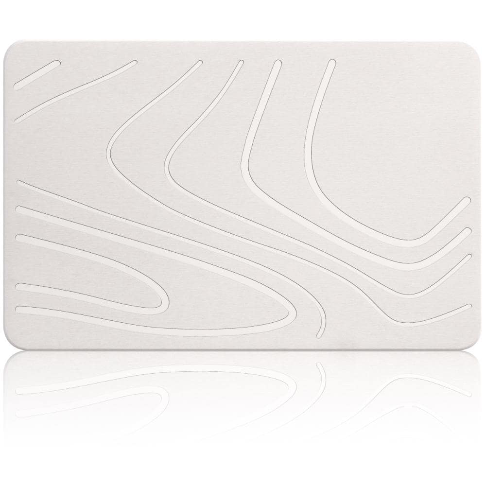 Stone Bath Mat Diatomaceous Earth Shower Mat 15.5 in. x 23.5 in. Non-Slip Quick-Drying Stone Mat - White Wavy