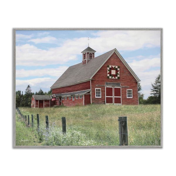 Stupell Industries Rustic Barn Fence Posts by Lori Deiter Gray Framed Nature Giclee Art Print 11 in. x 14 in.