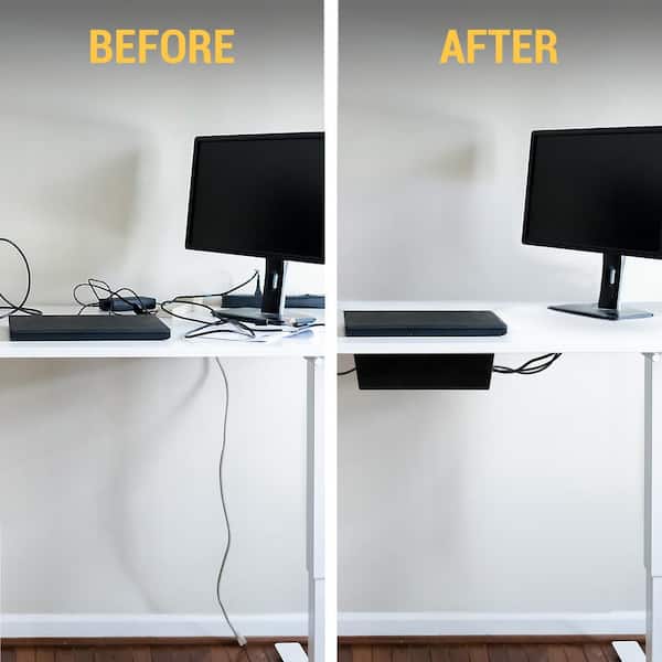Hide Computer Cords When Your Desk is in the Center of the Room - Kelley Nan