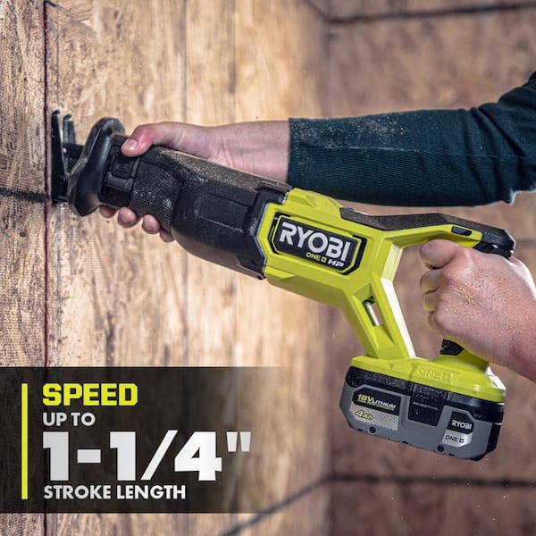RYOBI - ONE+ 18V HP Brushless Reciprocating Saw Kit with (1) 2.0 Ah and (2) 4.0 Ah HIGH PERFORMANCE Batteries, and Charger