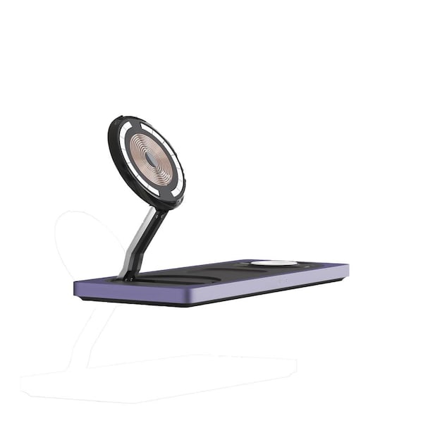 EKIEUDL Elegant 3 in 1-Purple Wireless Charging Station Wireless Charger for iPhone Smart Watch and Airpods