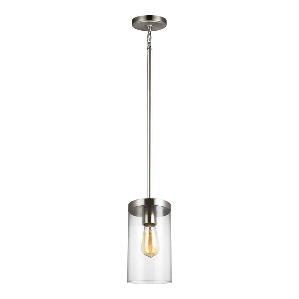 Zire Mini Pendant Light in Brushed Nickel with Glass Shade