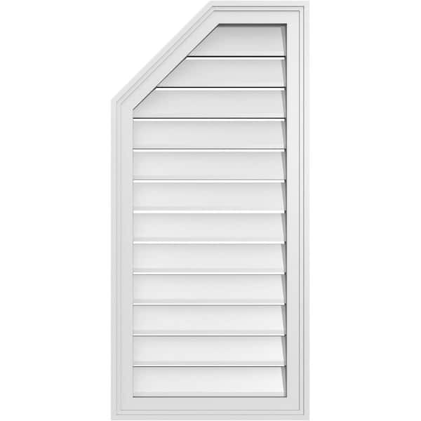 Ekena Millwork 18 in. x 38 in. Octagonal Surface Mount PVC Gable Vent: Functional with Brickmould Frame