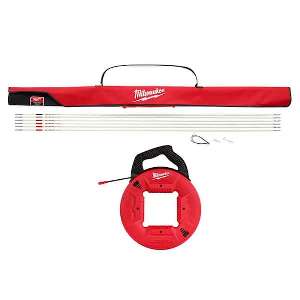 Milwaukee 30 ft. Fiberglass Fish Stick Low/Mid/High Flex Combo Kit with 100 ft. Polyester Fish Tape with Non-Conductive Tip