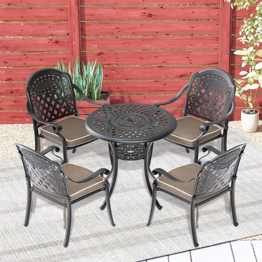 5-Piece Metal cast aluminum Outdoor Dining table and chairs patio furniture