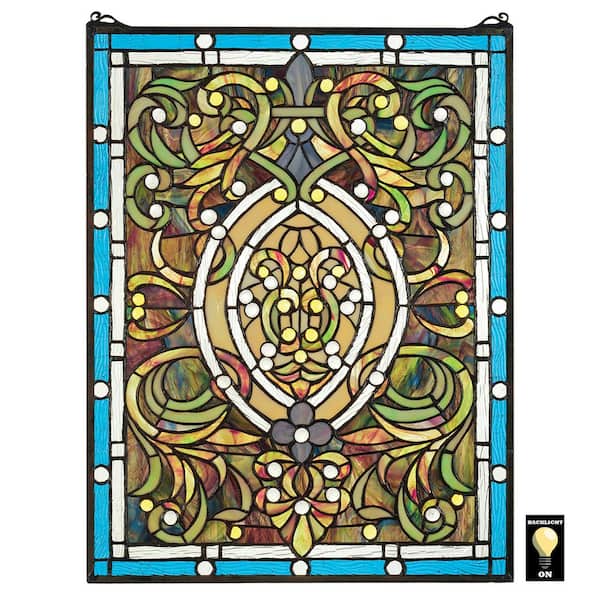 Design Toscano Beguiled in Blue Tiffany-Style Stained Glass Window Panel