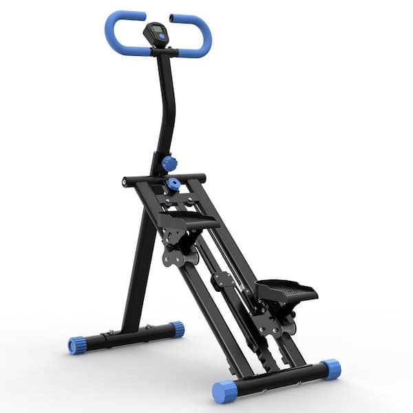 Black Metal Stair Stepper with Resistance, Stable Frame Adjustable Handlebar for Full-Body Exercise