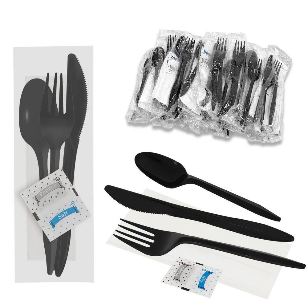 100 Pack Plastic Cutlery Packets, Individually Wrapped Utensil Sets with Napkin Salt Pepper for Restaurant Delivery price history on PriceWatchPro