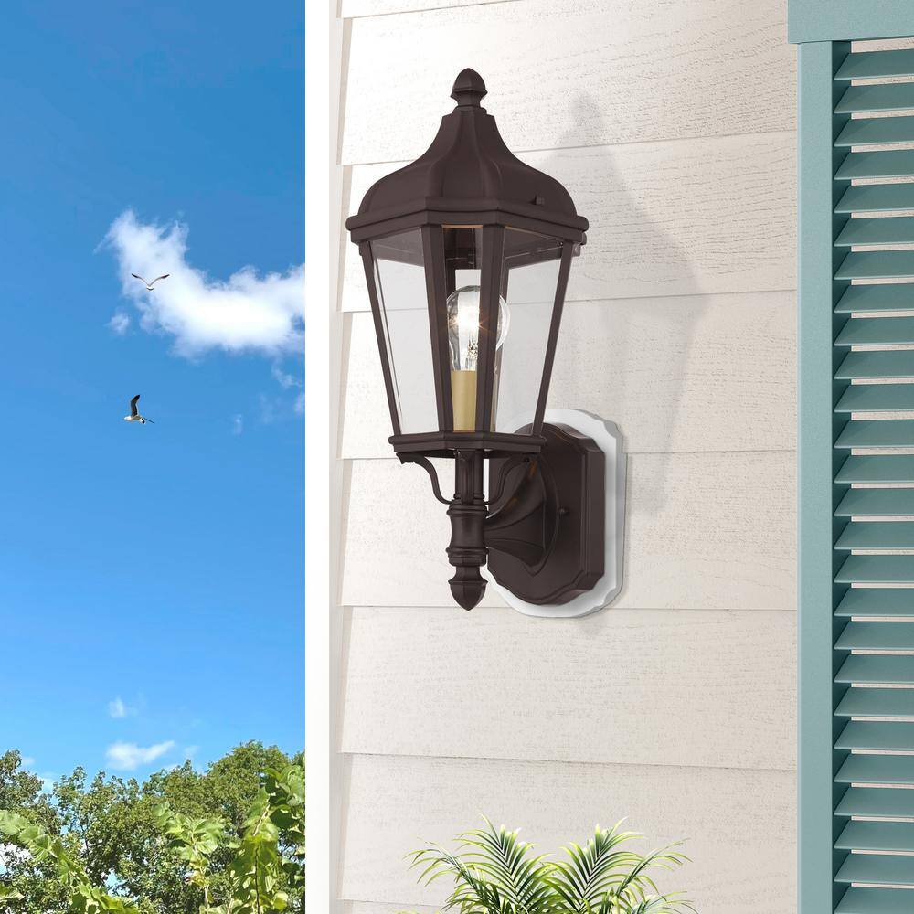 Elegant Bronze Finish Outdoor Wall Lantern with Clear Glass
