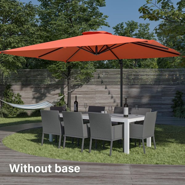 JOYESERY 11.5 ft. x 9 ft. Outdoor Rectangular Cantilever Patio Umbrella, Solution-Dyed Fabric Aluminum Frame in Rust Red