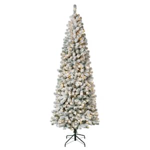 First Traditions 7.5 ft. Acacia Medium Flocked Artificial Christmas Tree with Clear Lights