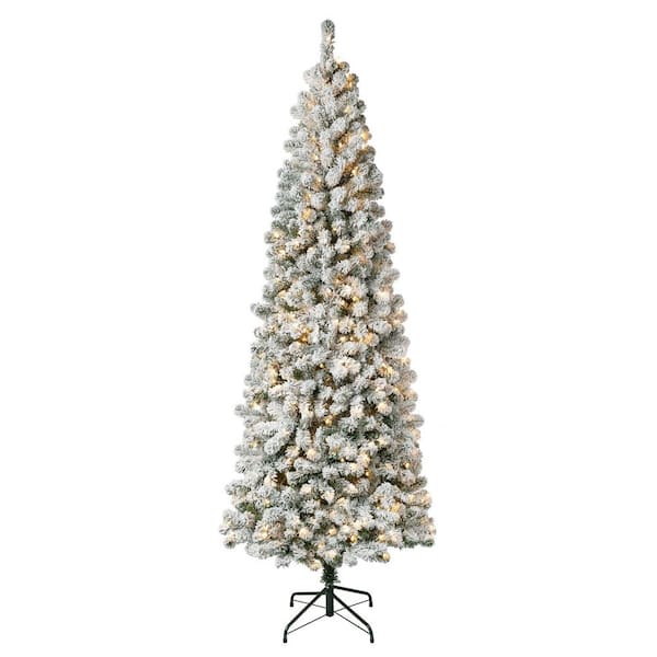 National Tree Company First Traditions 7.5 ft. Acacia Medium Flocked Artificial Christmas Tree with Clear Lights