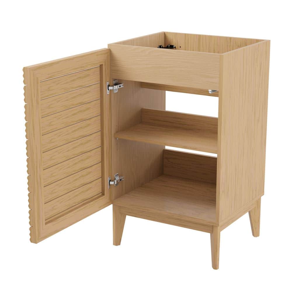 Calandre 20'' Oak Modern Farmhouse Slat Bath Vanity Cabinet