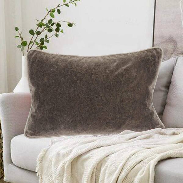 New Brentwood Home FAUX FUR Gray Brown Ombre Stripe Throw Pillow 20" x 20" Plush 