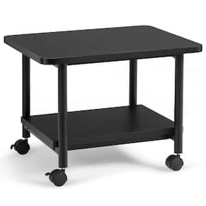 19 in. Black Rectangular Wood End Table with 4-360° Swivel Casters