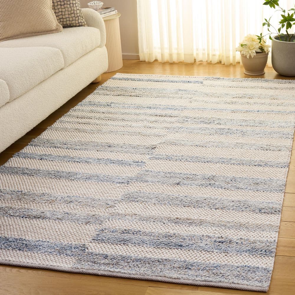 Natura 9 ft. x 12 ft. Blue/Ivory Striped Solid Area Rug price history on PriceWatchPro