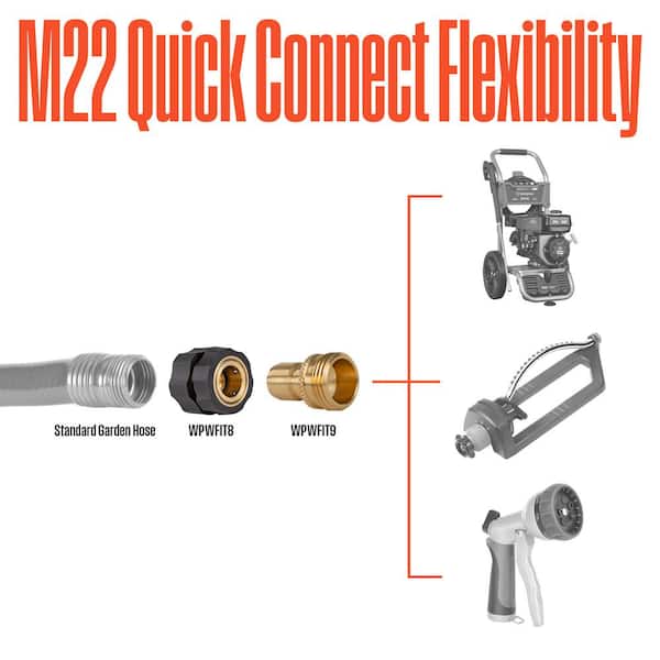 4 Pcs 3/8" 1/4" Quick Connect Adapter M22-15/14mm For Pressure
