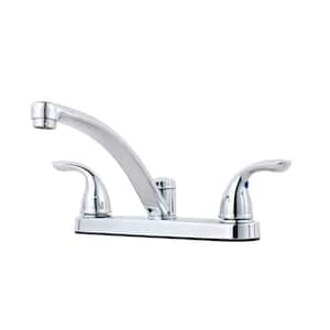 Pfirst Series Two Handle Standard Kitchen Faucet with Lever Handles in Polished Chrome