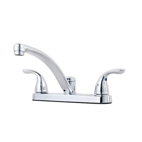 Pfister Pfirst Series Two Handle Standard Kitchen Faucet with Lever Handles in Polished Chrome