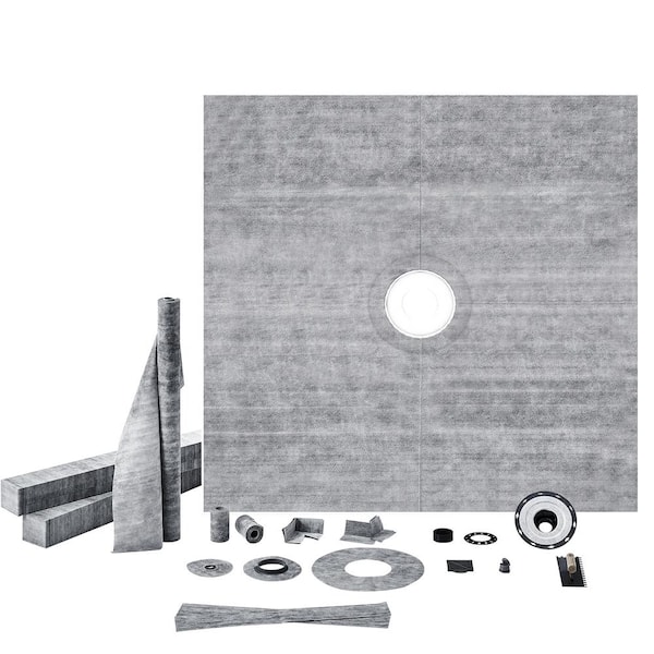 SKYSHALO Floor Installation Kit for Surface Protector 72"x72" Shower Pan Kit with 2" PVC Central Flange 4" Stainless Steel Grate